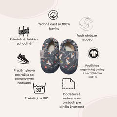 Detské textilné capačky Barefoot s ochranou - Sivé Rockets Copa cop