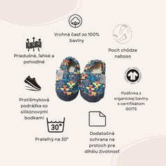 Detské textilné capačky Barefoot s ochranou - Lietadlo