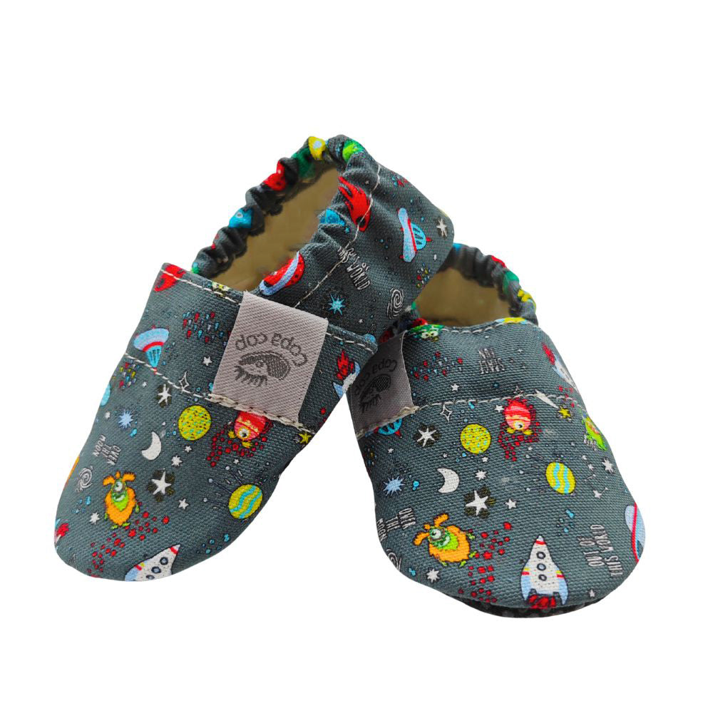 Detské textilné capačky Barefoot - Space Copa cop