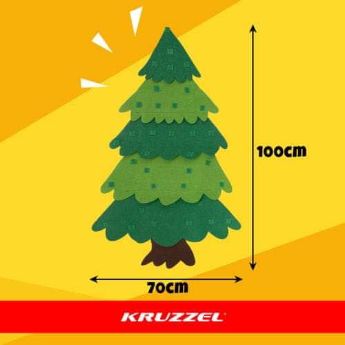 Vianočný stromček z plsti s ozdobami a LED svetlami Kruzzel