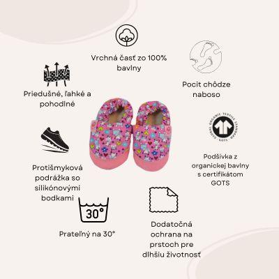 Detské textilné capačky Barefoot s ochranou - Cats
