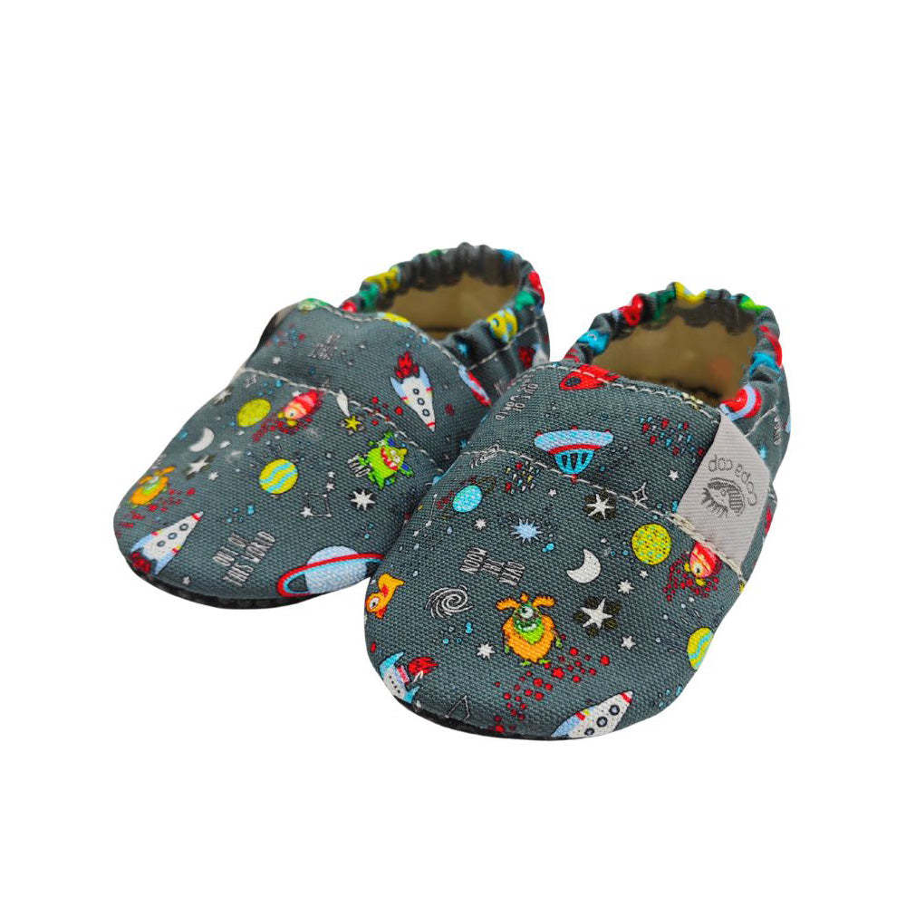 Detské textilné capačky Barefoot - Space Copa cop