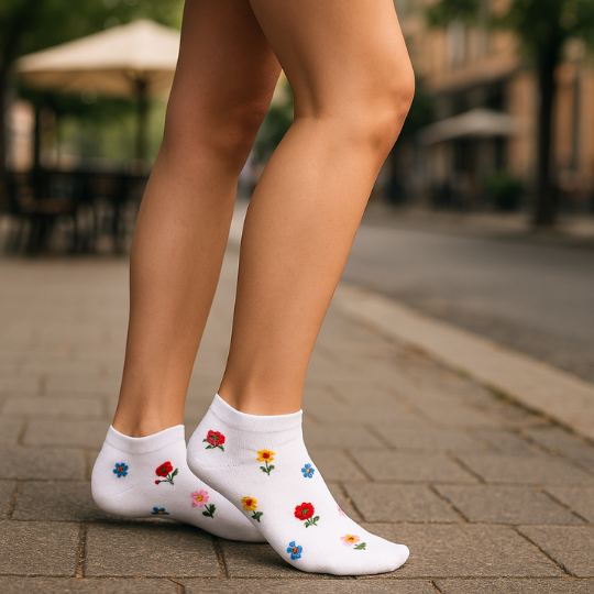 Nízke dámske ponožky Flowers – 3 páry